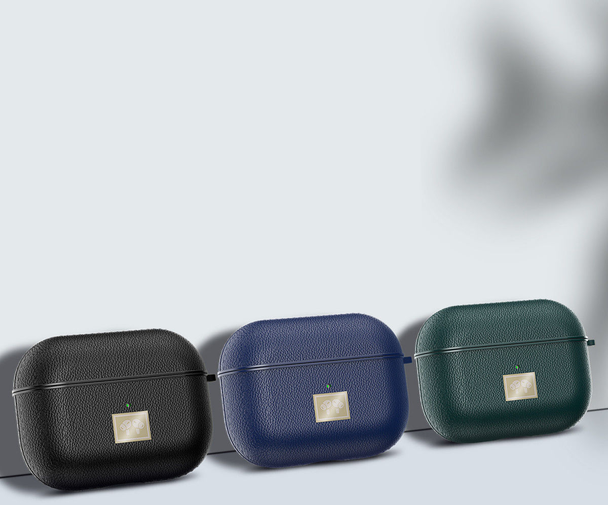 Apple Airpods Pro Luxe Kunstlederen Hoesje Blauw afbeelding 2