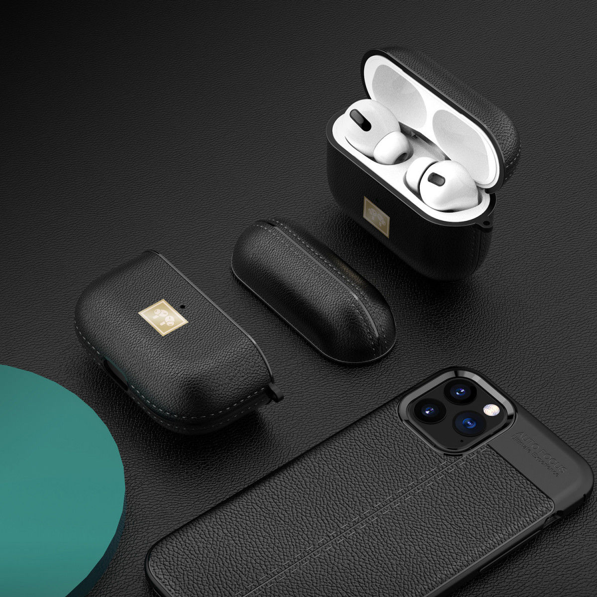 Apple Airpods Pro Luxe Kunstlederen Hoesje Blauw afbeelding 3