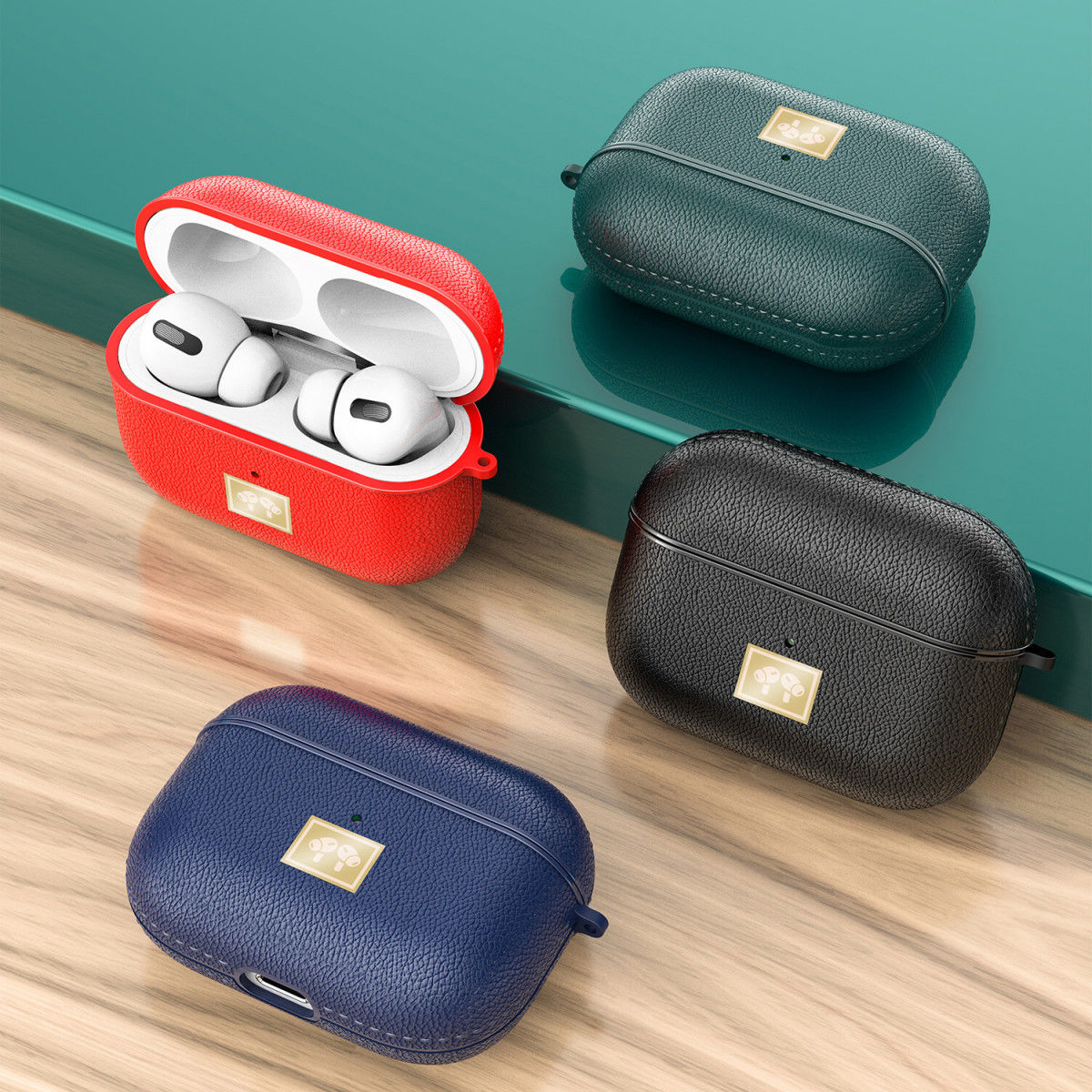 Apple Airpods Pro Luxe Kunstlederen Hoesje Blauw afbeelding 5