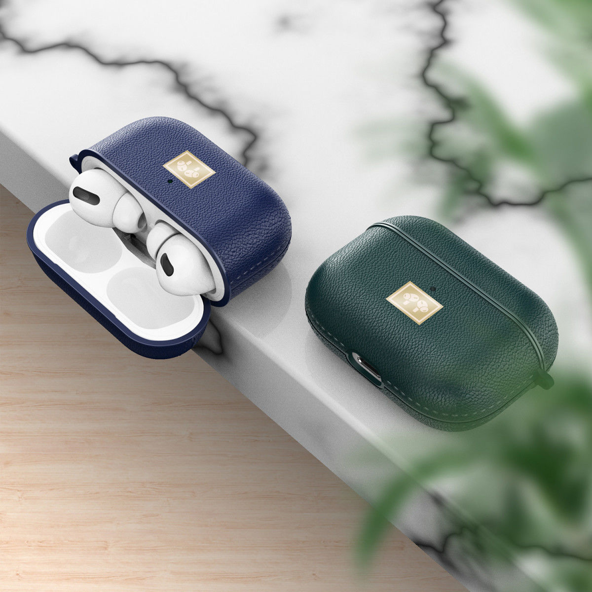 Apple Airpods Pro Luxe Kunstlederen Hoesje Blauw afbeelding 6