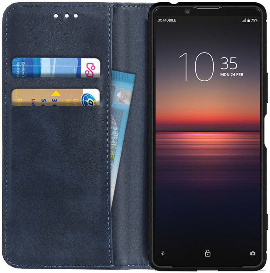 Sony Xperia 1 II Portemonnee Stand Hoesje Blauw afbeelding 1