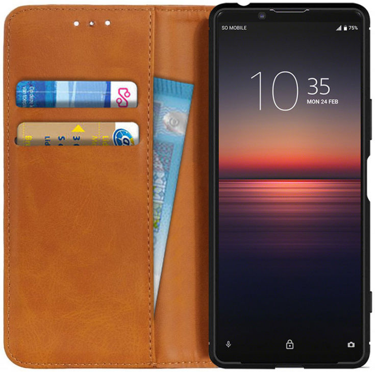 Sony Xperia 1 II Portemonnee Stand Hoesje Bruin afbeelding 1