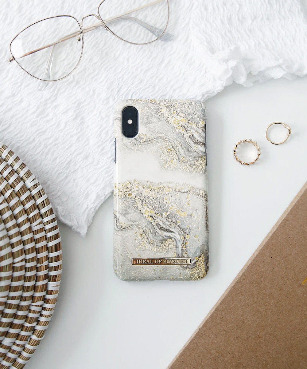 iDeal of Sweden Fashion iPhone XS X Hoesje Sparkle Greige Marble