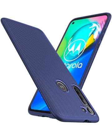 Motorola Moto G8 power Twill Slim Texture Back Cover Blauw Hoesjes