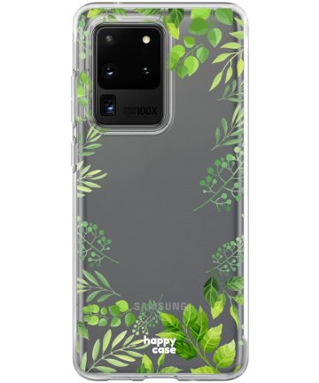 HappyCase Samsung Galaxy S20 Ultra Flexibel TPU Hoesje Leaves Print Hoesjes