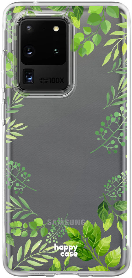 HappyCase Samsung Galaxy S20 Ultra Flexibel TPU Hoesje Leaves Print afbeelding 1