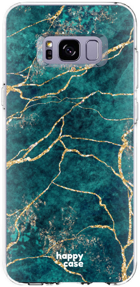 HappyCase Samsung Galaxy S8 Hoesje Flexibel TPU Aqua Marmer Print afbeelding 1