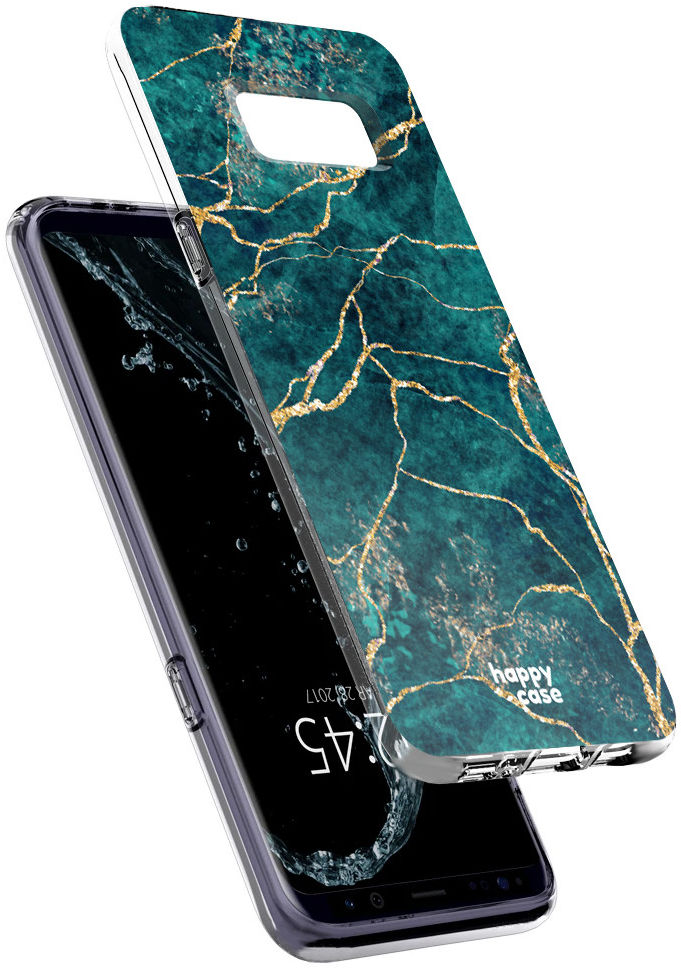HappyCase Samsung Galaxy S8 Hoesje Flexibel TPU Aqua Marmer Print afbeelding 5