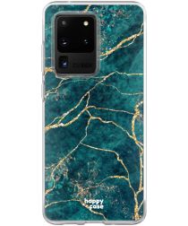 HappyCase Samsung Galaxy S20 Ultra Hoesje Flexibel TPU Aqua Marmer
