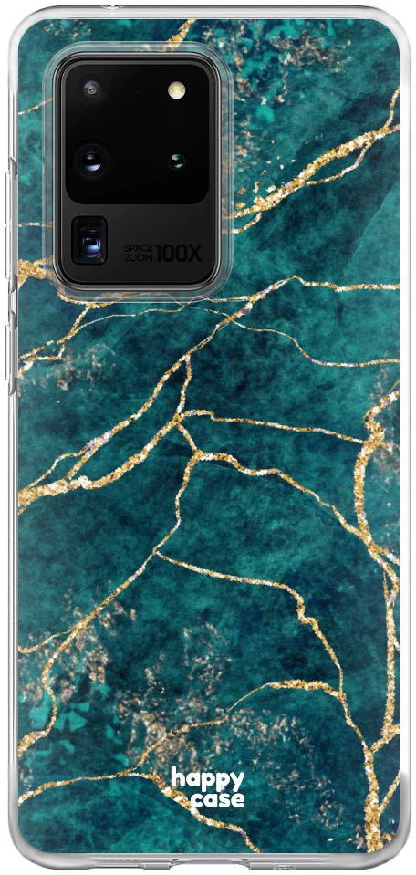 HappyCase Samsung Galaxy S20 Ultra Hoesje Flexibel TPU Aqua Marmer afbeelding 1