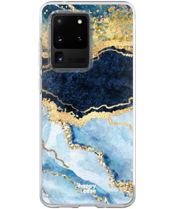 HappyCase Samsung Galaxy S20 Ultra Hoesje Flexibel TPU Blauw Marmer Hoesjes