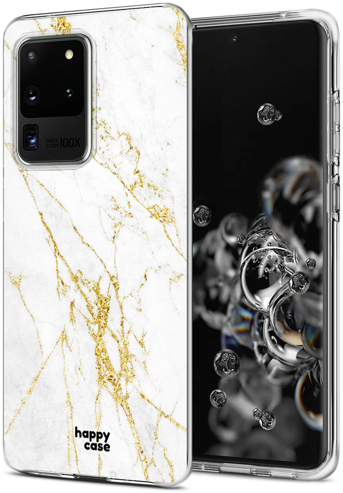HappyCase Samsung Galaxy S20 Ultra Hoesje Flexibel TPU Wit Marmer afbeelding 2