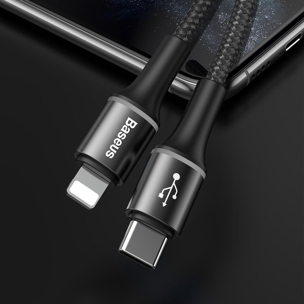 Baseus Halo  Quick Charge Apple Lightning Kabel 1m Zwart afbeelding 5