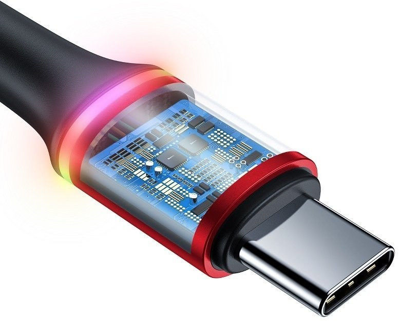 Baseus Halo Series Quick Charge USB-C Lichtgevende Kabel 2m Rood afbeelding 3