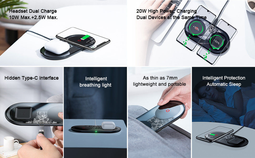 Baseus 2-in-1 Draadloze Snellader 20W voor Smartphone/AirPods afbeelding 5