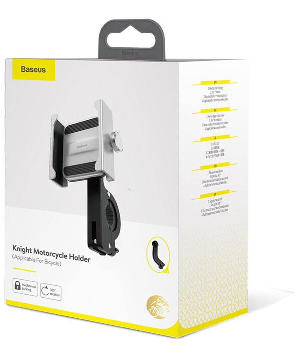 Baseus Knight Telefoonhouder Fiets/Motor/Scooter Stuur/Spiegel Zilver afbeelding 14