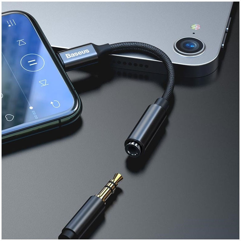 Baseus iP Lightning naar 3.5mm Jack Zwart afbeelding 3