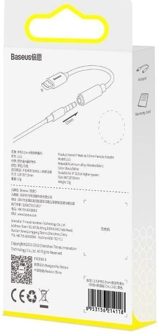 Baseus iP Lightning naar 3.5mm Jack Grijs afbeelding 9