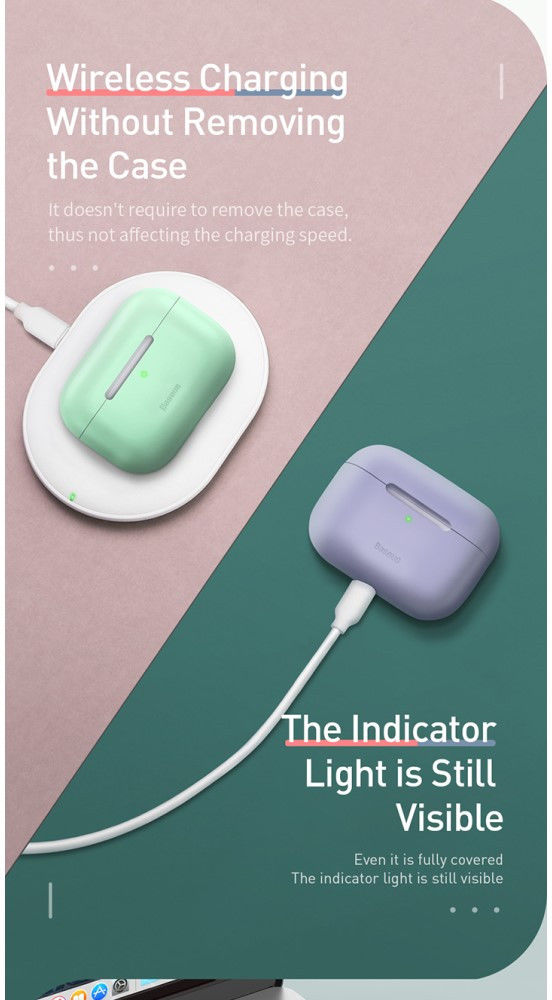Baseus Ultradun Siliconen Apple AirPods Pro Hoesje Groen afbeelding 17