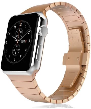 Apple Watch 41MM / 40MM / 38MM Bandje Luxe Schakelband Roestvrij Staal Roze Bandjes