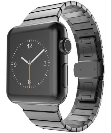 Apple Watch 45MM / 44MM / 42MM Bandje Luxe Schakelband Roestvrij Staal Zwart Bandjes