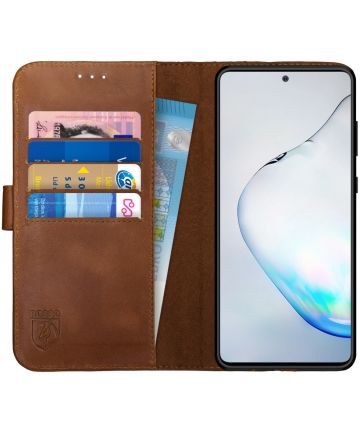 Rosso Deluxe Galaxy Note 10 Lite Hoesje Echt Leer Book Case Bruin Hoesjes