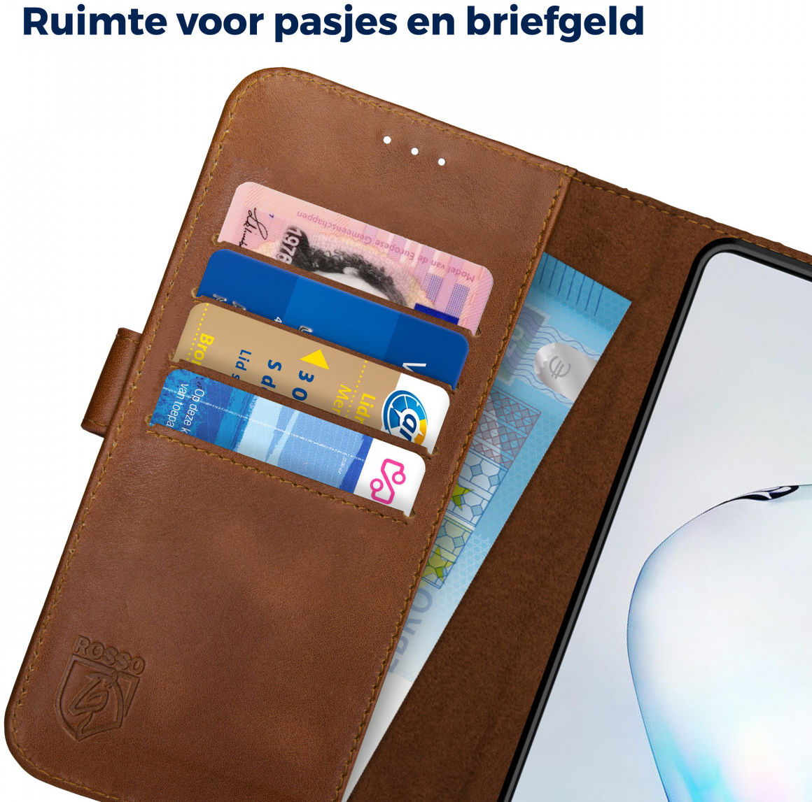Rosso Deluxe Galaxy Note 10 Lite Hoesje Echt Leer Book Case Bruin afbeelding 6