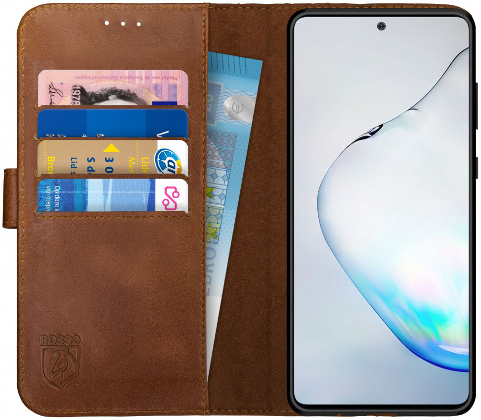 Rosso Deluxe Galaxy Note 10 Lite Hoesje Echt Leer Book Case Bruin afbeelding 1