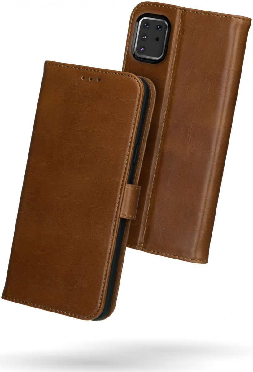 Rosso Deluxe Galaxy Note 10 Lite Hoesje Echt Leer Book Case Bruin afbeelding 2