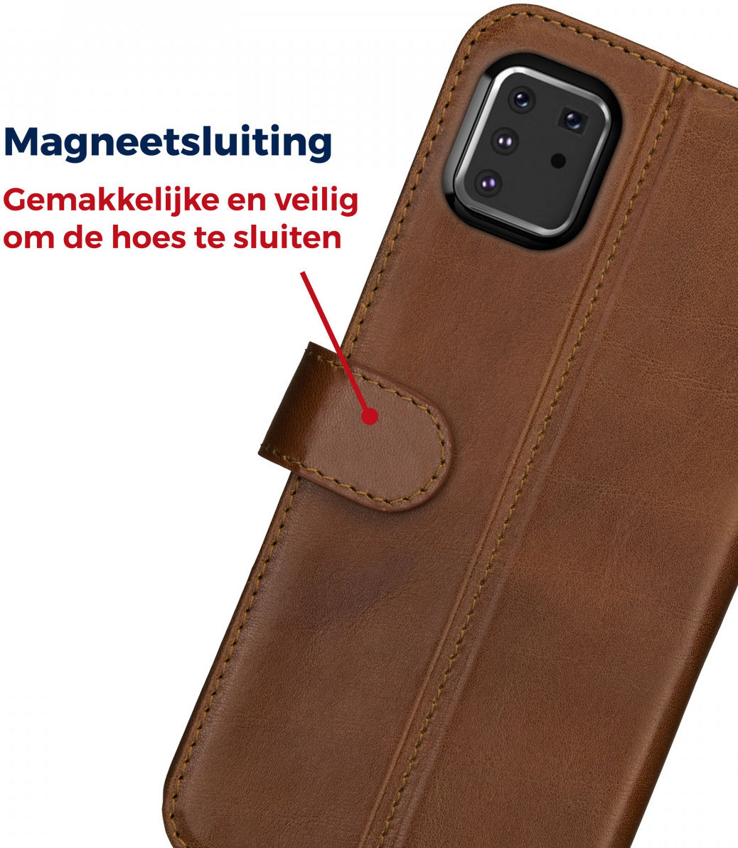 Rosso Deluxe Galaxy Note 10 Lite Hoesje Echt Leer Book Case Bruin afbeelding 9
