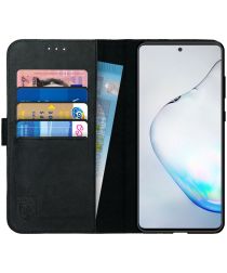 Rosso Deluxe Galaxy Note 10 Lite Hoesje Echt Leer Book Case Zwart