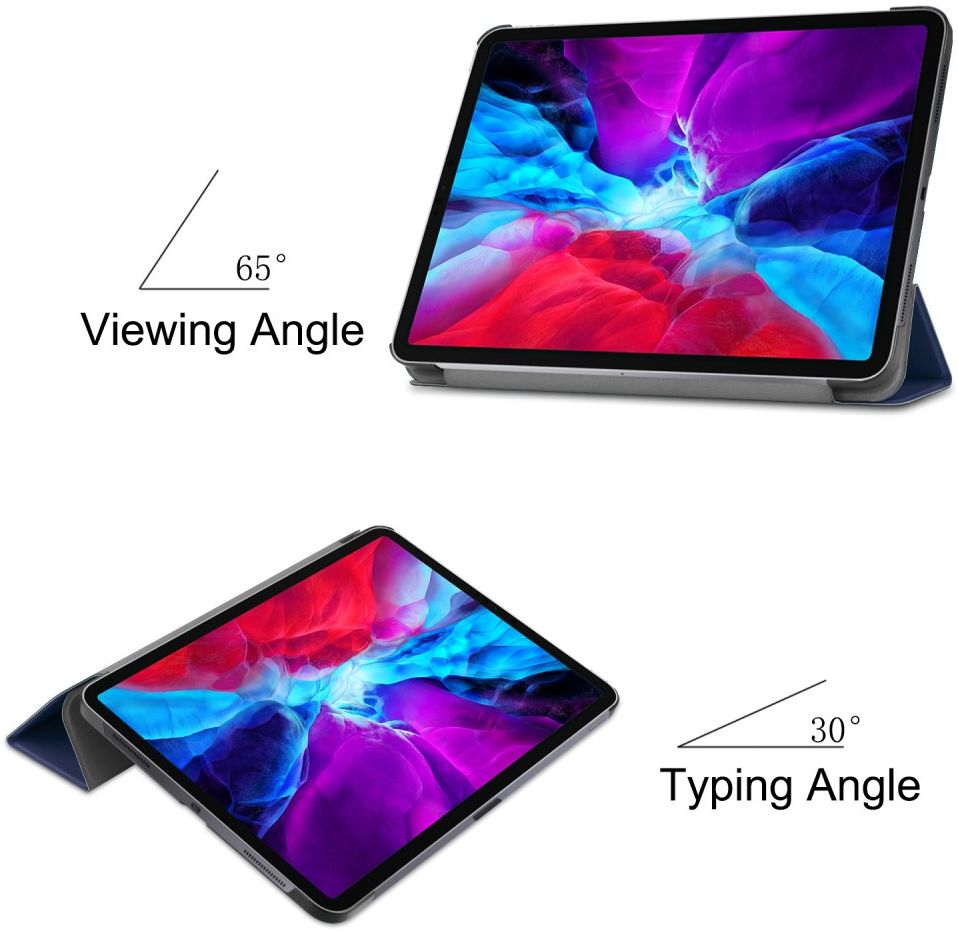 Apple iPad Pro 12.9 2018 / 2020 Tri-Fold Flip Case Blauw afbeelding 6