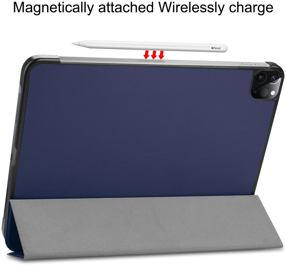 Apple iPad Pro 12.9 2018 / 2020 Tri-Fold Flip Case Blauw afbeelding 7