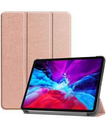 Apple iPad Pro 12.9 2018 / 2020 Tri-Fold Flip Case Roze Hoesjes