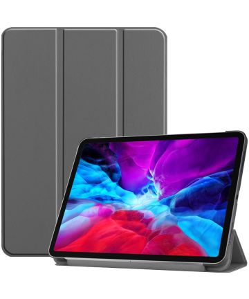 Apple iPad Pro 12.9 2018 / 2020 Tri-Fold Flip Case Grijs Hoesjes