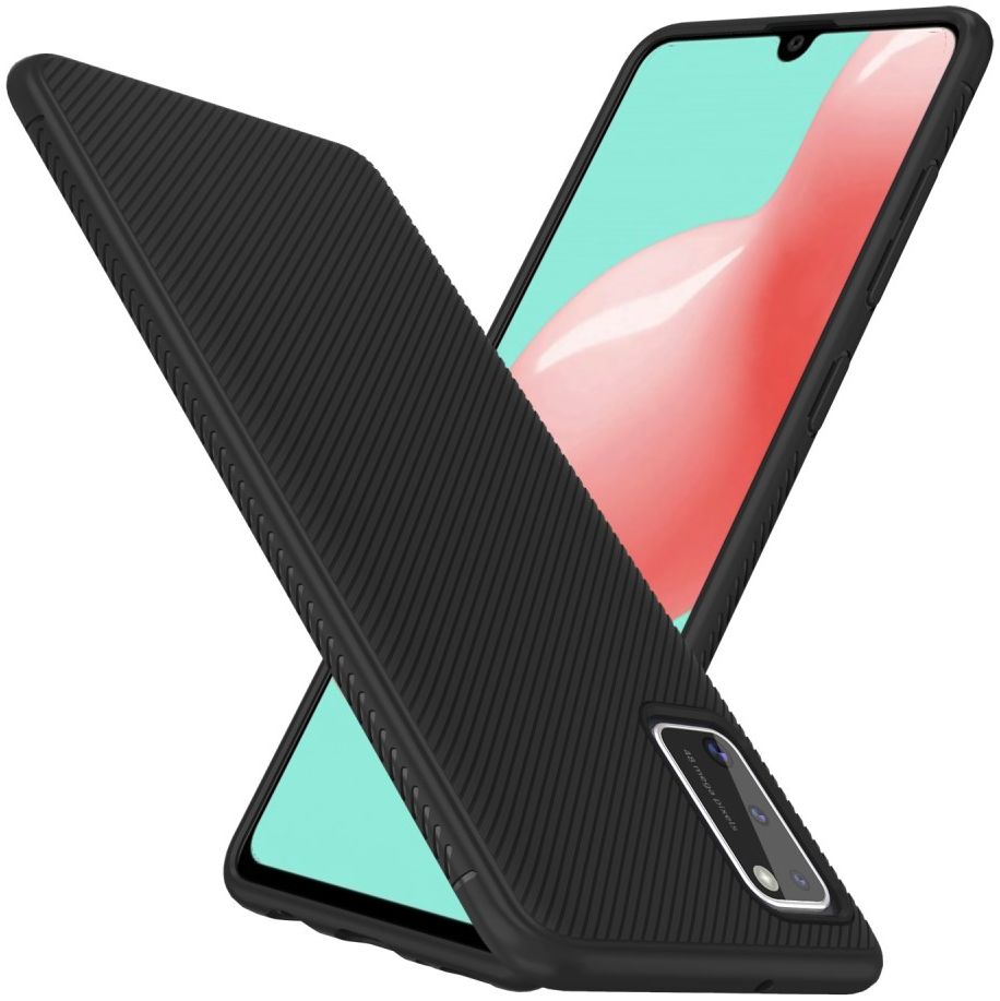 Samsung Galaxy A41 Hoesje Twill Slim Texture Back Cover Zwart afbeelding 2