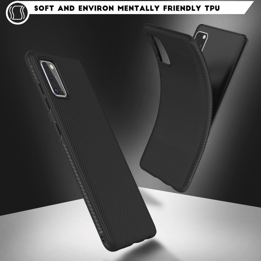 Samsung Galaxy A41 Hoesje Twill Slim Texture Back Cover Zwart afbeelding 4