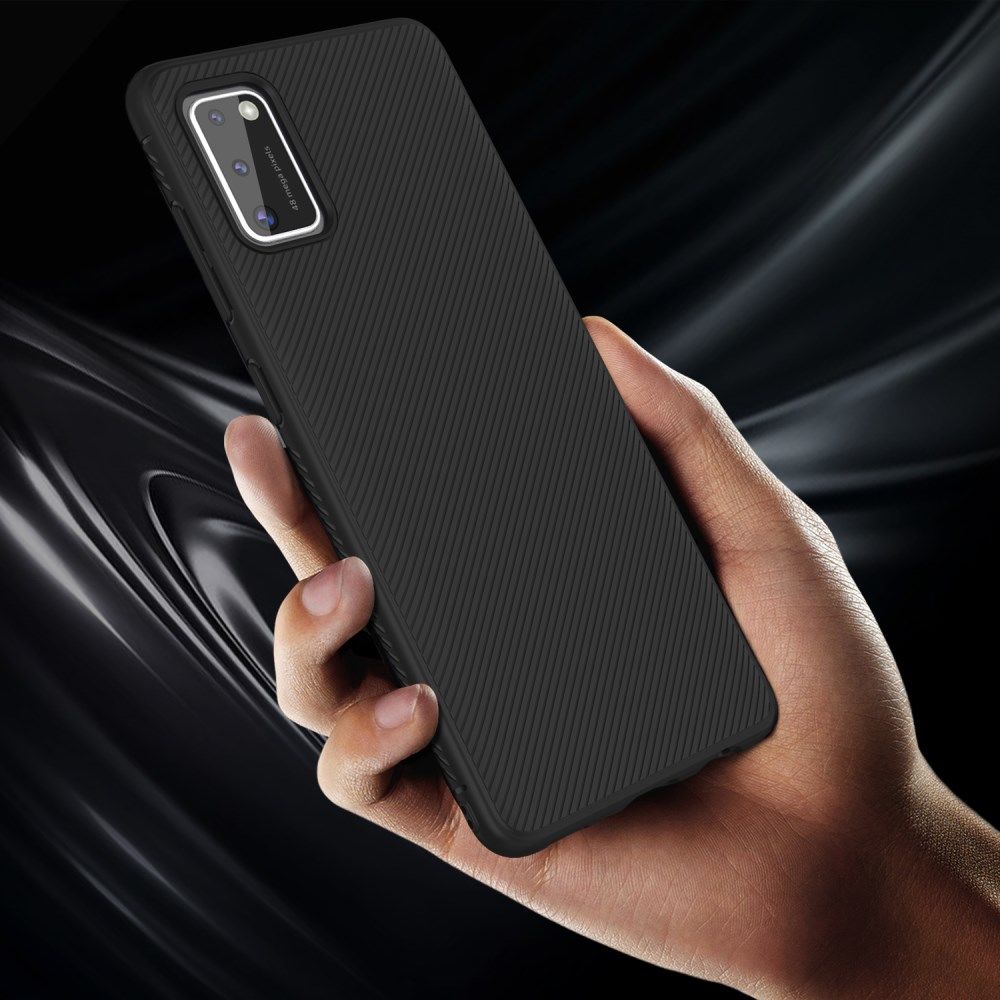 Samsung Galaxy A41 Hoesje Twill Slim Texture Back Cover Zwart afbeelding 6