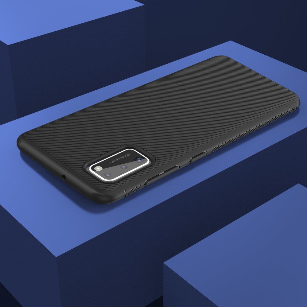 Samsung Galaxy A41 Hoesje Twill Slim Texture Back Cover Zwart afbeelding 8