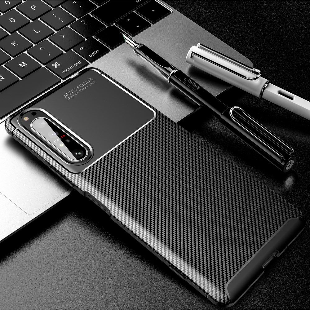 Sony Xperia 1 II Hoesje Geborsteld Carbon Zwart afbeelding 6