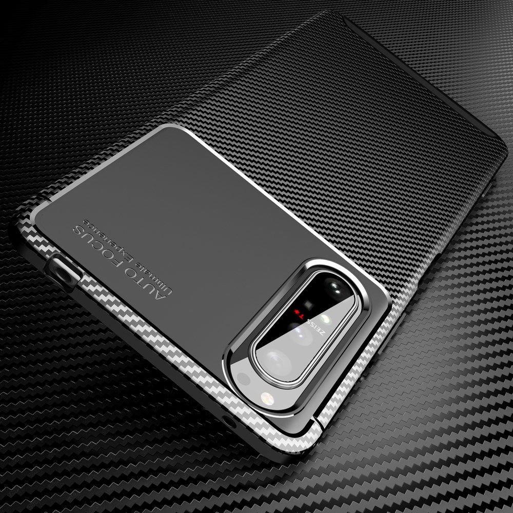 Sony Xperia 1 II Hoesje Geborsteld Carbon Zwart afbeelding 8