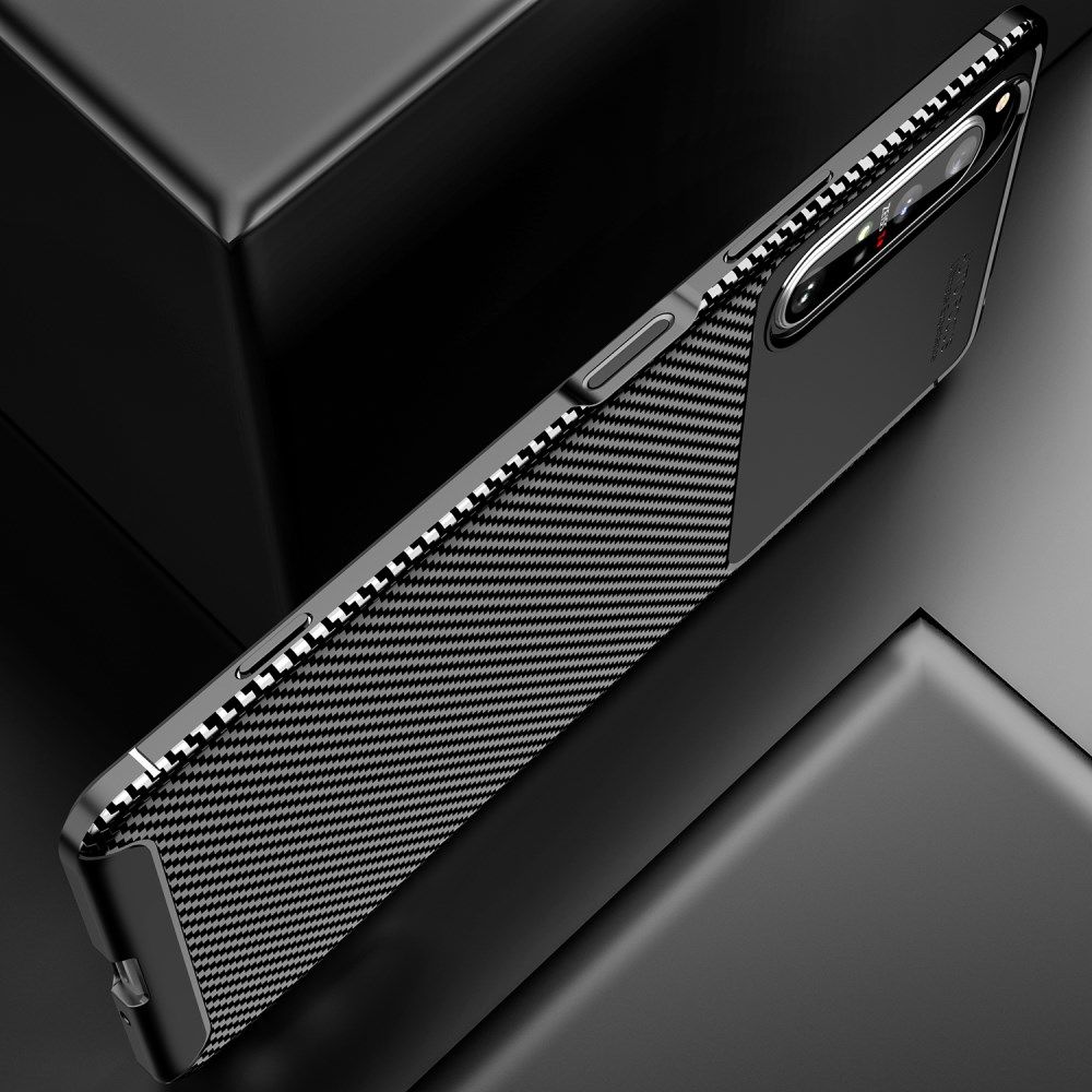 Sony Xperia 1 II Hoesje Geborsteld Carbon Zwart afbeelding 10