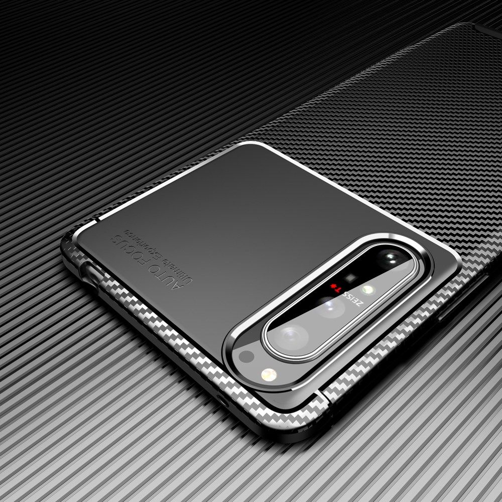 Sony Xperia 1 II Hoesje Geborsteld Carbon Zwart afbeelding 7