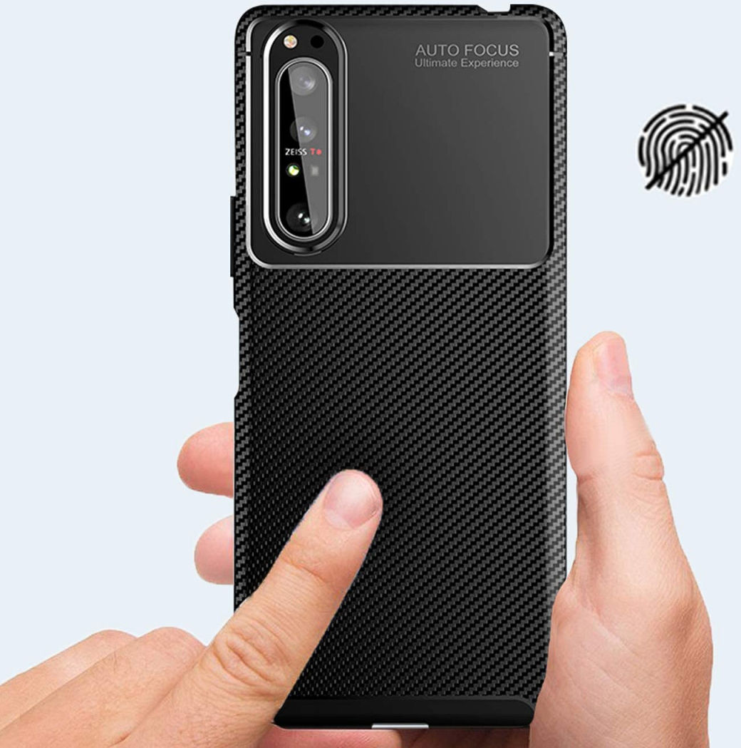 Sony Xperia 1 II Hoesje Geborsteld Carbon Zwart afbeelding 5