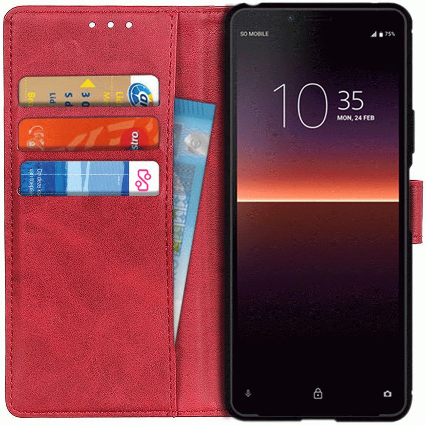 Sony Xperia 10 II Matte Portemonnee Hoesje Rood afbeelding 1