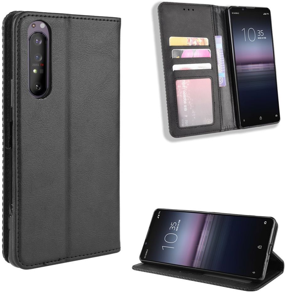 Sony Xperia 1 II Vintage Portemonnee Hoesje Zwart afbeelding 7