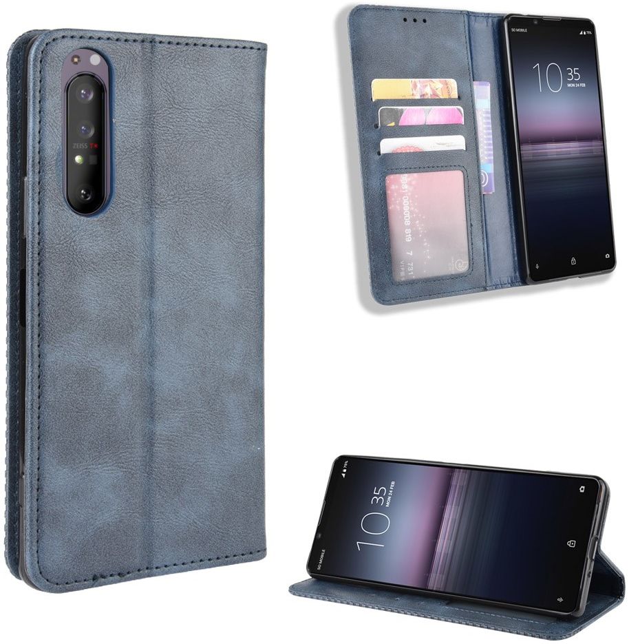 Sony Xperia 1 II Vintage Portemonnee Hoesje Blauw afbeelding 7