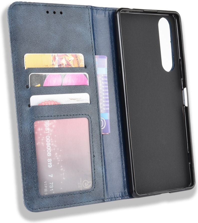 Sony Xperia 1 II Vintage Portemonnee Hoesje Blauw afbeelding 5