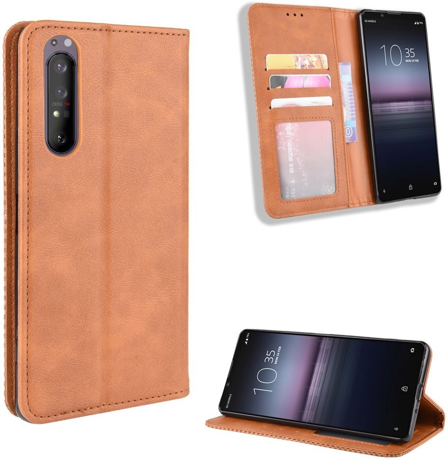 Sony Xperia 1 II Vintage Portemonnee Hoesje Bruin afbeelding 9
