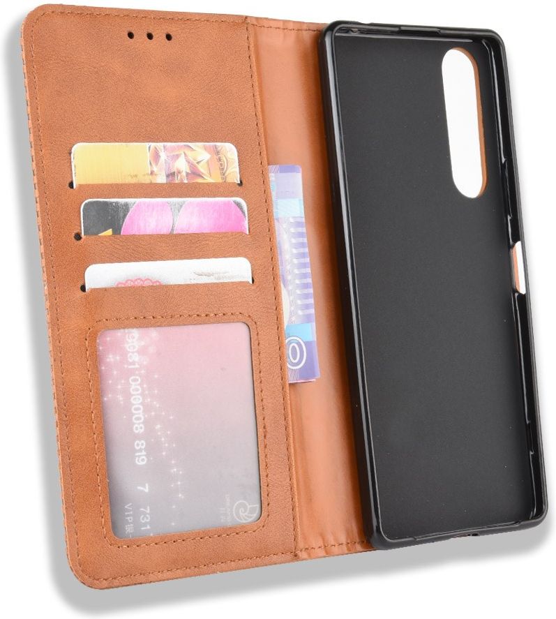 Sony Xperia 1 II Vintage Portemonnee Hoesje Bruin afbeelding 5